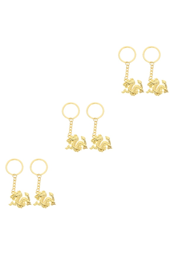 6 pcs Chinese Dragon Keychains Dragon Pendant Keyring for Keys Car Bag Hanging Zodiac Pendant