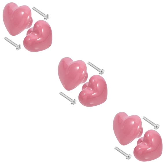 6 pcs Dresser Drawer Knobs Ceramic Knobs Kitchen Cabinet Knobs Heart Cabinets Knobs