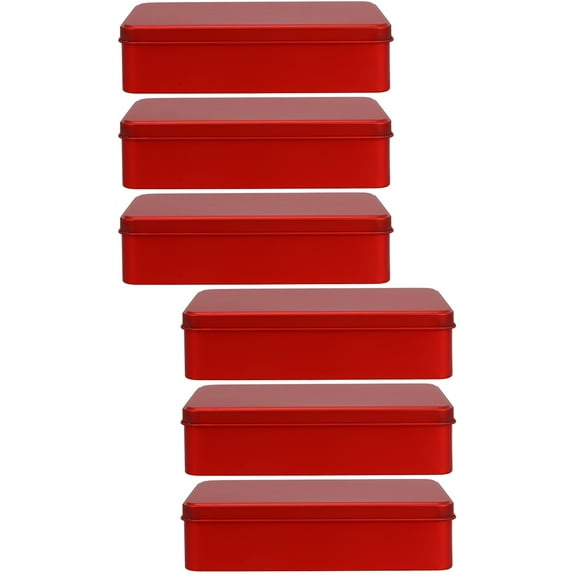 HOMEMAXS 6 pcs Empty Metal Tins Box with Lid Rectangular Cookie Tin Treats Storage Container