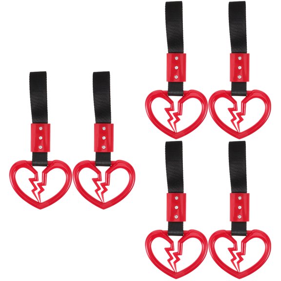 HOMEMAXS 6 pcs Heart-shaped Rings Car Hand Straps Car Handle Warning Straps Car Hand Straps Rings