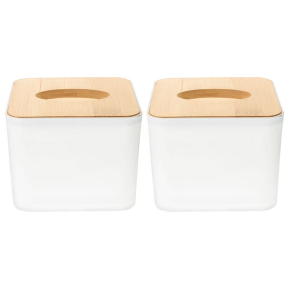 HOMEMAXS 6 pcs Plastic Tissue Box Square Tissue Paper Holder with Wooden Cover for Home Office