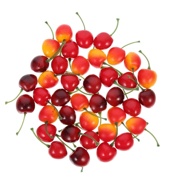 SILENRADAWN 60Pcs Lifelike Cherry Model Red Artificial Fruit Decor for Photography and Home