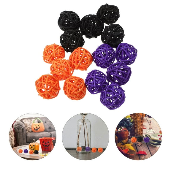 HOMEMAXS 60 Pcs Halloween Wicker Ball Natural Decorative Takraw