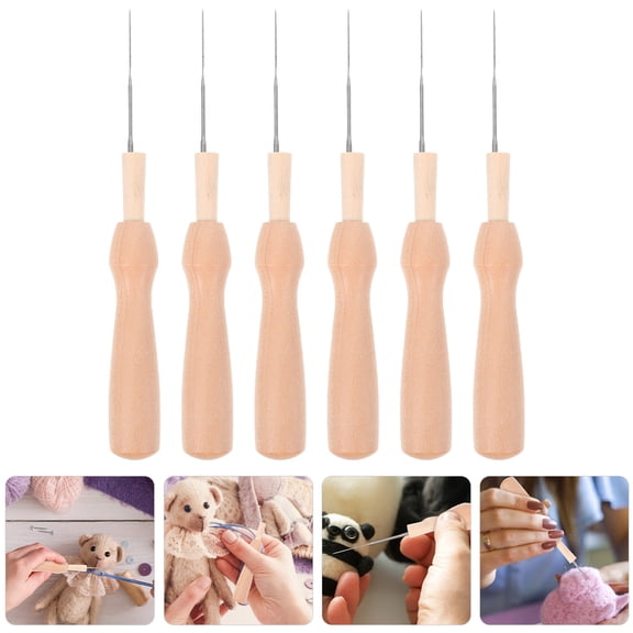 HOMEMAXS 6Pcs Diy Art Craft Needles Wool Felting Tools for Adults and Beginners Khaki