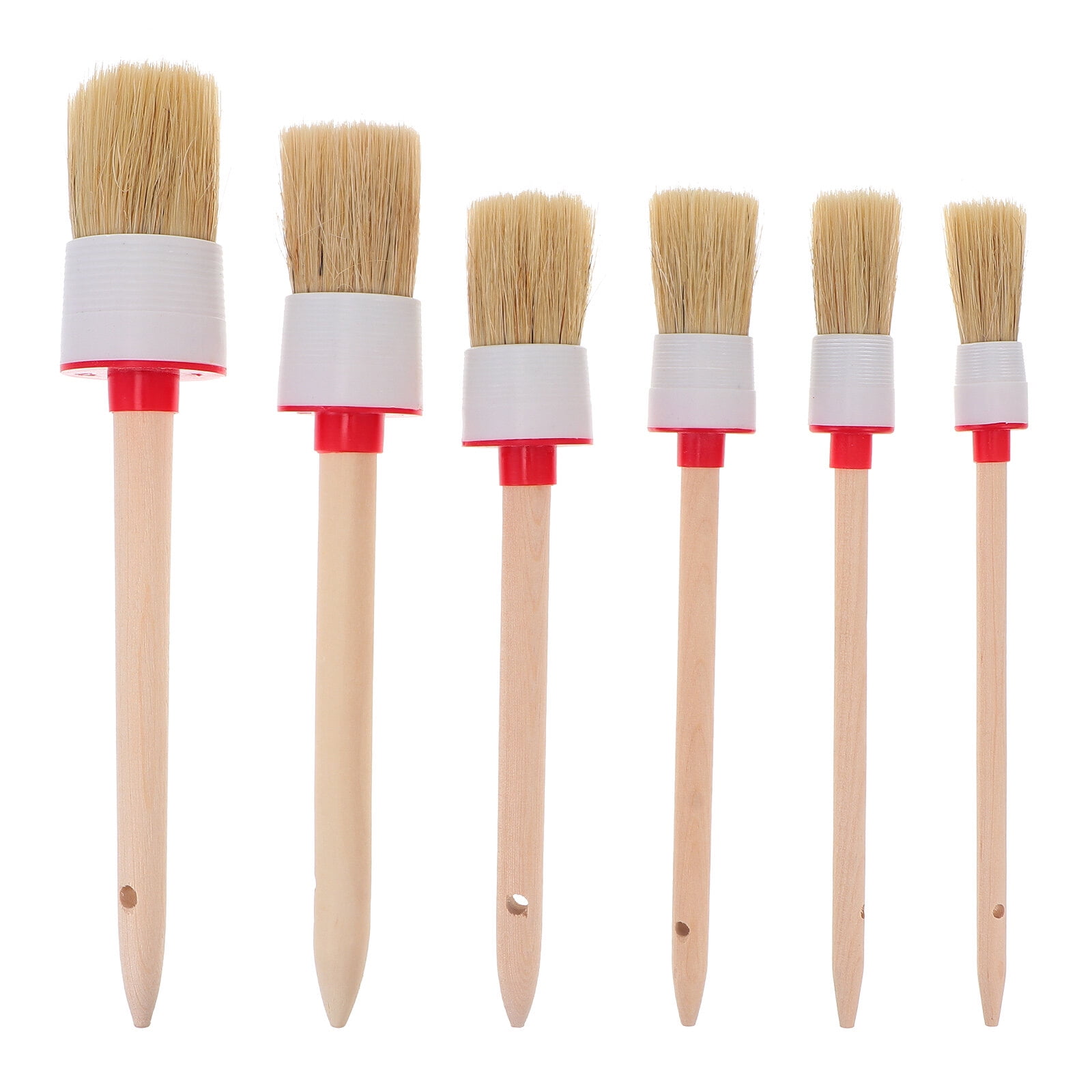 HOMEMAXS 6Pcs Wooden Handle Paint Brushes Varnish Brushes Home Cleaning