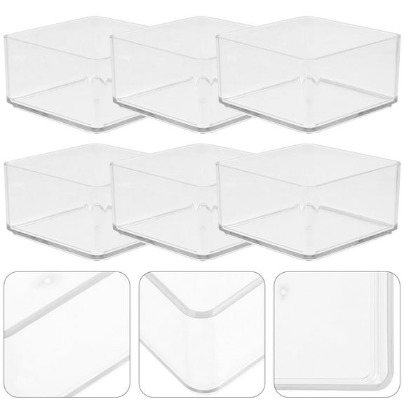 HOMEMAXS 6pcs Clear Drawer Organizers Cabinet Organizers Cosmetics Storage Box Sundries Drawer Box