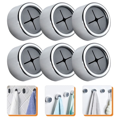 Tineasur 6-Pack Round Adhesive Towel Holders, Strong Sticky Bathroom Wall-Mounted Racks, Easy No Drilling Installation