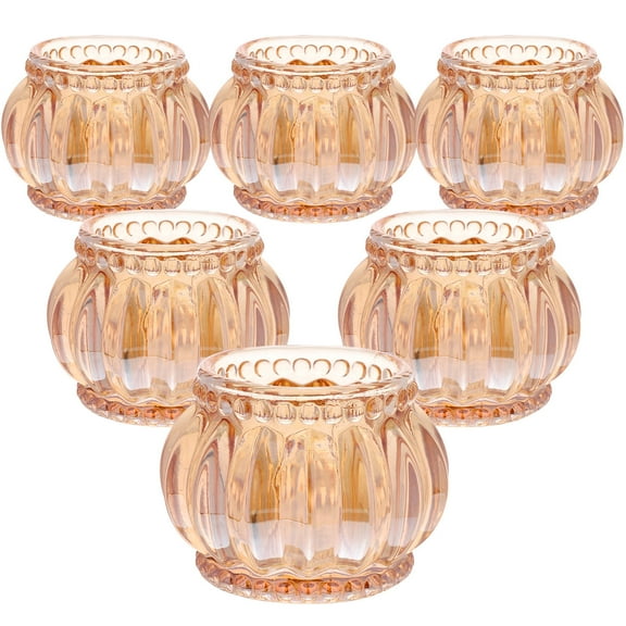 HOMEMAXS 6pcs Glass Candle Holders Romantic Home Ornament Candlestick Set