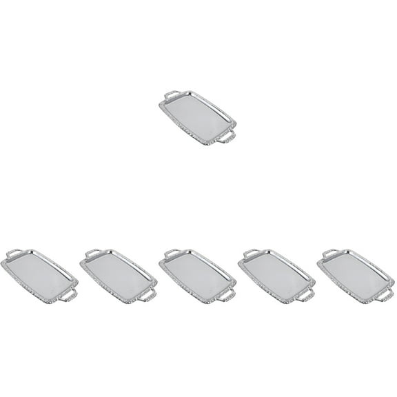 6pcs Metal Serving Tray Cupcake Breakfast Coffee Tray Platter Jewelry Dish Ring Vanity Tray with Handles for Parties Weddings