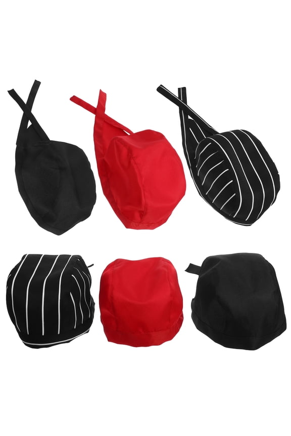 6pcs Restaurant Chef Hats Decorative Chef Caps Washable Cooking Caps Kitchen Hats With Classic Tie Design For Men And Women