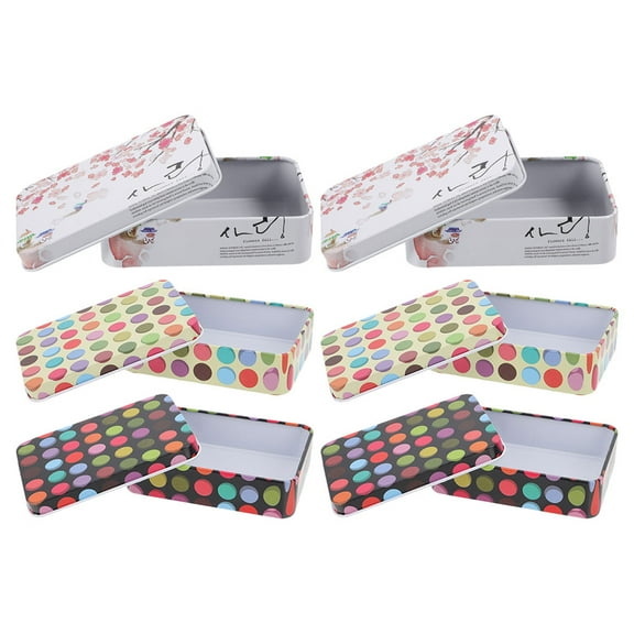 HOMEMAXS 6pcs Small Tinplate Box Metal Sweets Packing Box Portable Storage Box Empty Box with Lid