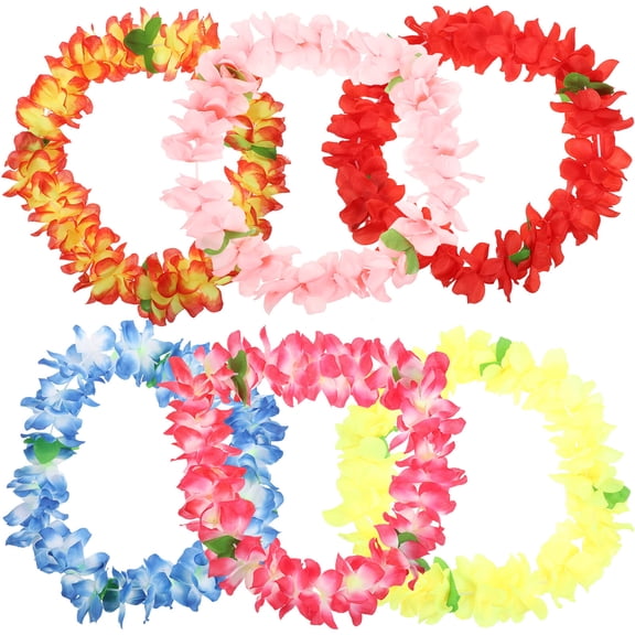 HOMEMAXS 6pcs Thickened Hawaiian Floral Necklace Hula Dance Luau Leis Garland Favors