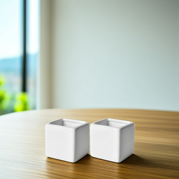 HOMEMAXS 6pcs White Ceramic Cube Planter Small Plant Pots Square Flowerpot Succulent Plants Pot Container Decorative Flower Pot For Indoor Home Office Desk