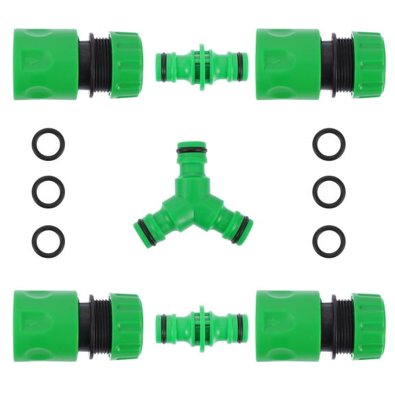 BEADCEST 7Pcs Irrigation Tube Connector Set Green Sturdy Plastic Three Way Splitter for Garden