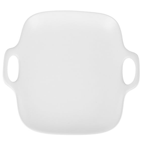 HOMEMAXS 8 Inches Simple Ceramic Dessert Cake Plate Durable Porcelain Fruit Food Serving Tray with Double Handle for Home Kitchen (White)