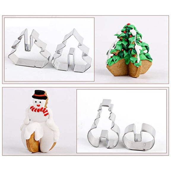 HOMEMAXS  8 Pcs Christmas Baking Tools Cutters Critters Tree Mold Cookie Molds Silver