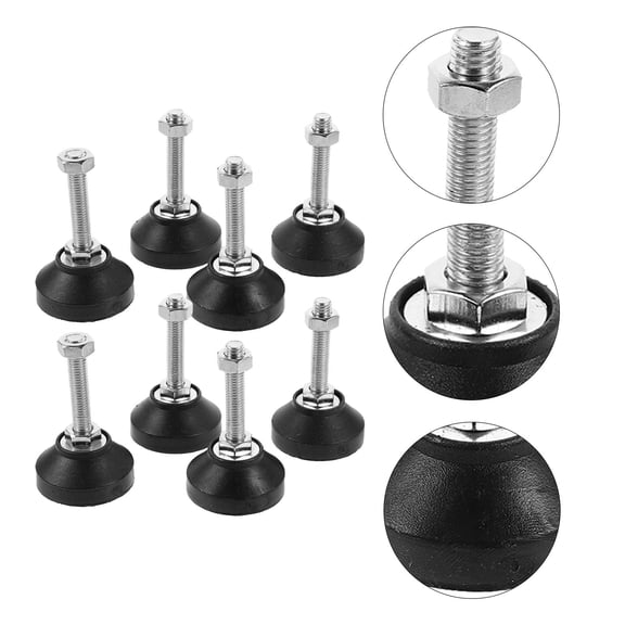 BEADCEST 8Pcs Adjustable Furniture Levelers Black Carbon Steel Threaded Legs for Tables Chairs Cabinets