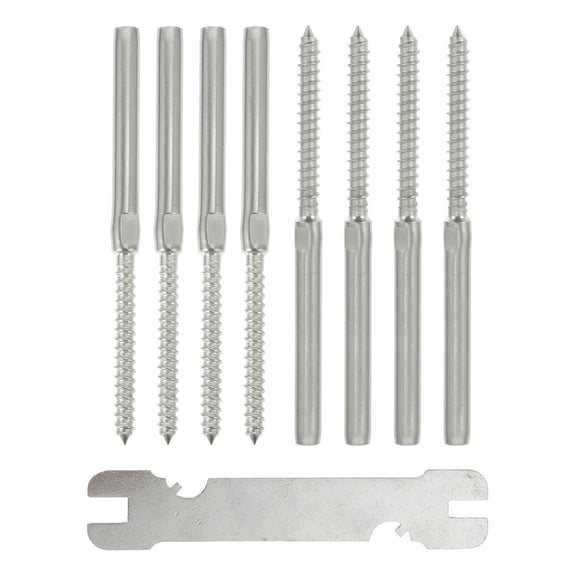 MOKKHNB Threaded Screw for Wood Post Lag Screws Silver Stainless Steel 8Pcs