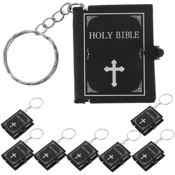 HOMEMAXS 8pcs Bible Keychain with Golden Pendant for Hanging Keys Sturdy PVC Metal Design