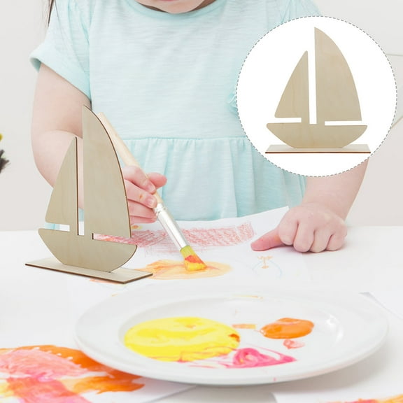 8pcs Blank Craft Boat Models DIY Wooden Boat Kits Sailboat Craft Project Wooden Craft Boat for Interactive Crafting Accessories