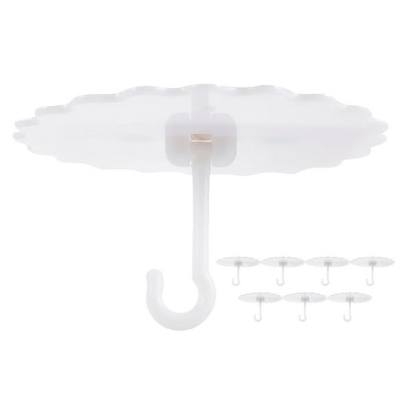 VERDANVERSE Ceiling Mount Hook Strong Adhesive White Plastic 8Pcs 4.64X4.64X0.08In