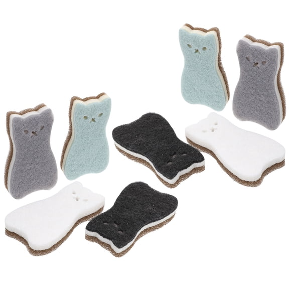 Masteelf 8pcs Adorable Sponge Wiper Thickened Scouring Pad Cleaning Dishcloth for Kitchen Use