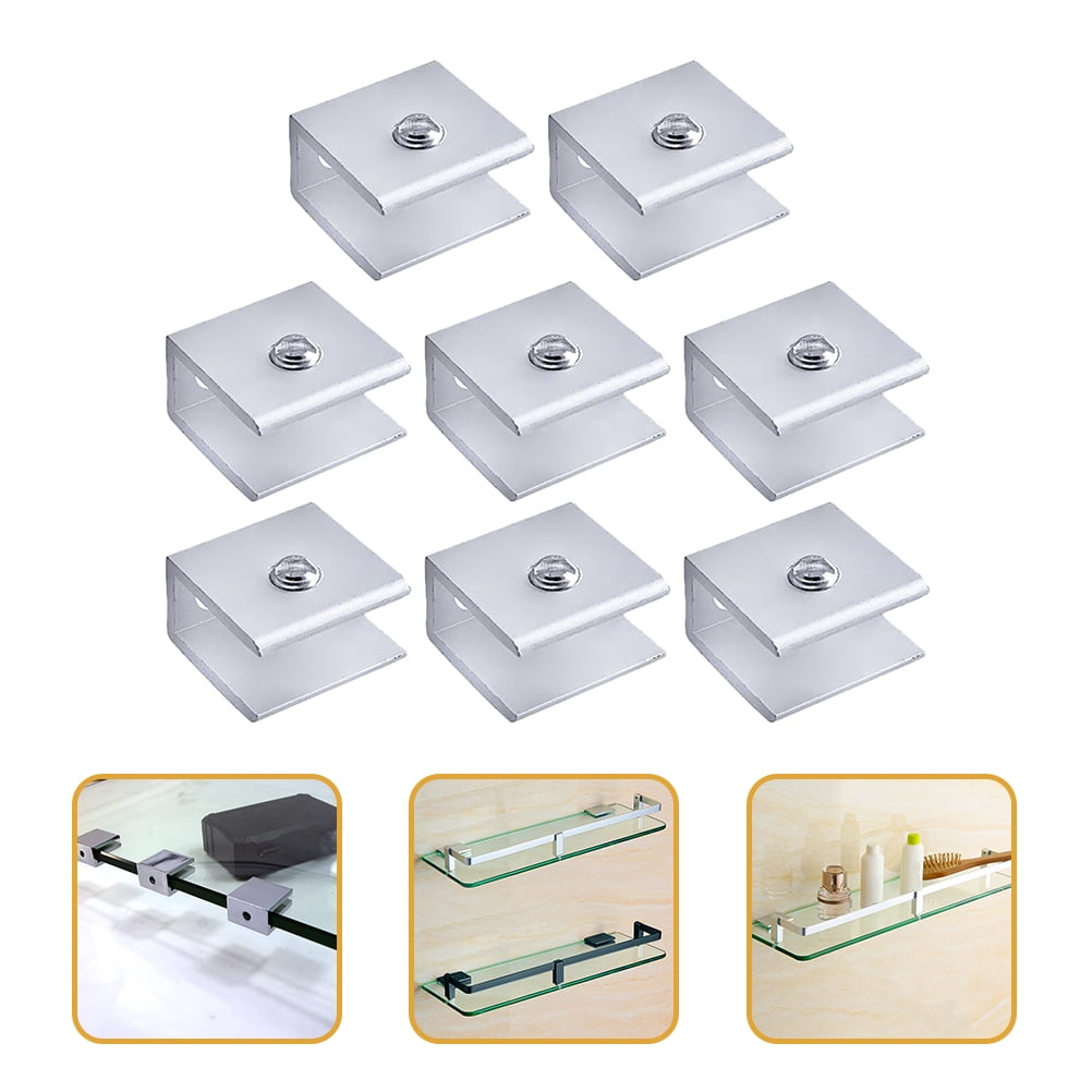 HOMEMAXS 8pcs Square Adjustable Glass Clips for Holding Use Silver ...