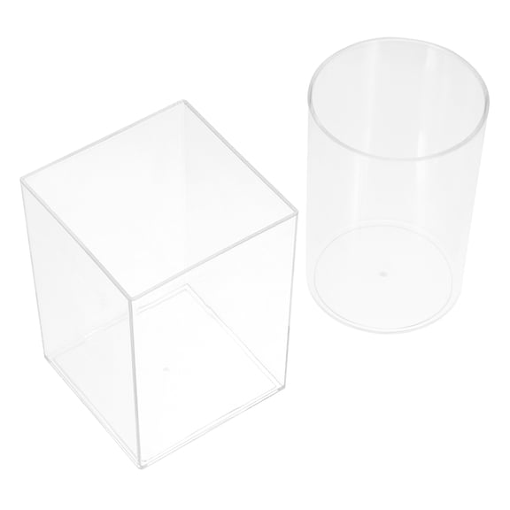 Acrylic Makeup Brush Holder for Desk with Storage Clear Transparent Organizes Clutter Saves Space 2Pcs