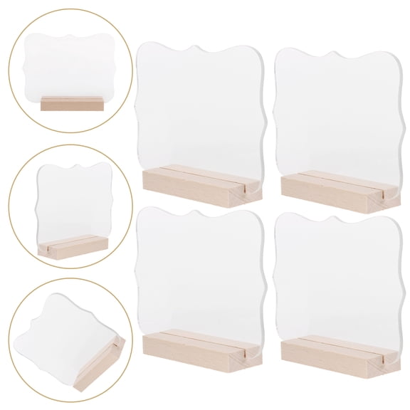 Acrylic Wedding Table Sign with Wood Stand for Decoration and Seating Arrangement 4 Pieces