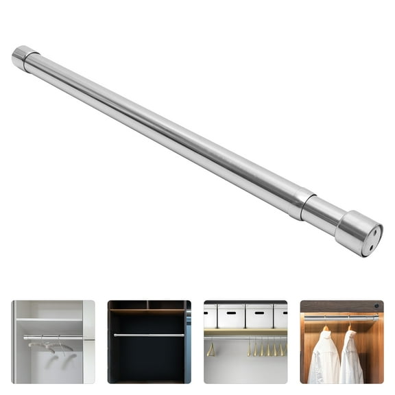 HOMEMAXS Adjustable Closet Rod Wardrobe Rods Pole Clothing Hanging Silver