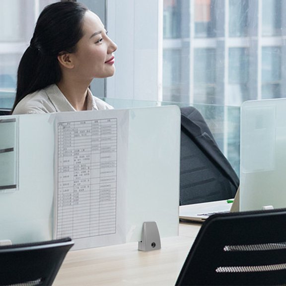 HOMEMAXS Adjustable Office Partition Clamp 2pcs Aluminum Desk Divider Clips Privacy Screen Clamp Glass Partition Clip For Home Office Acrylic Board Support Base Silver