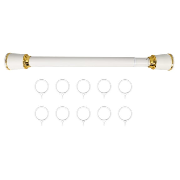 HOMEMAXS Adjustable Telescopic Curtain Rod Wardrobe Hanging Rod Carbon Steel Closet Pole with Hook