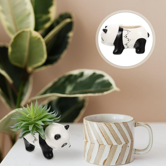 HOMEMAXS Adorable Panda Design Ceramic Flower Pot for Home Use Assorted Color Lightweight and Sturdy 4.5