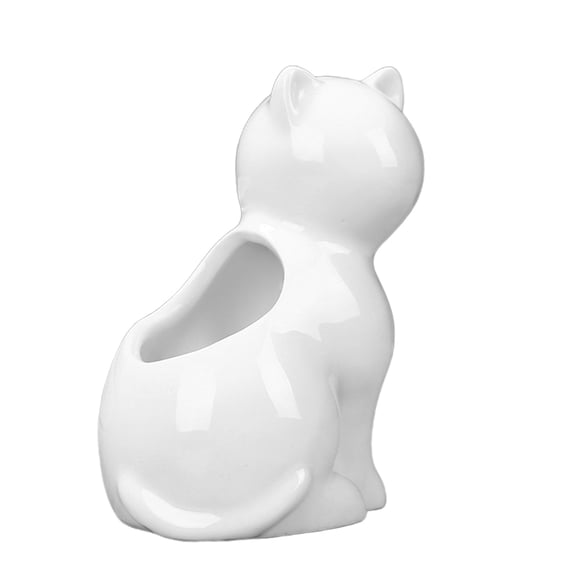 Minkissy White Ceramic Cat Shaped Succulent Planter for Desktop Chic Style Home Decor