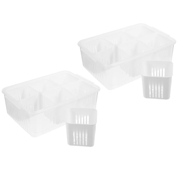 Minkissy Kitchen Organization Containers White 2Sets 8.96X6.29X3.34In