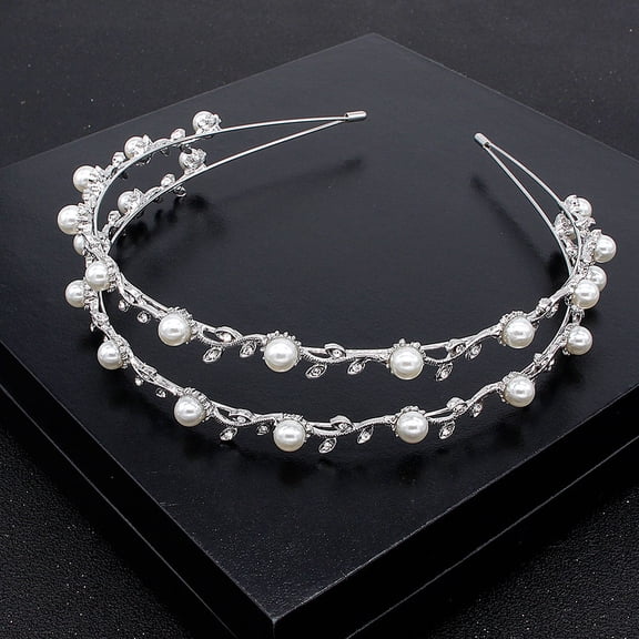 VERDANVERSE Pearls Headband For Girls Circular Headband Silver 1Set
