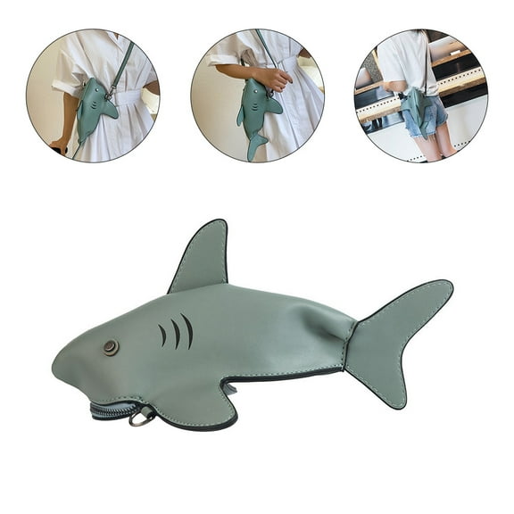 VERDANVERSE Animal Shaped Bag Shark Cross Body Bag For Outings 1Pack Green