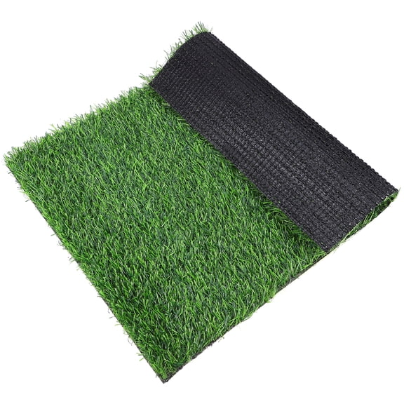 OULII Black Artificial Grass Door Mat with Drainage, Outdoor Entrance Rug, 23.6 x 15.7 x 0.8 Inches, 1 Piece