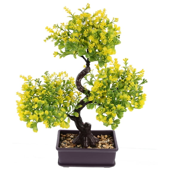 HOMEMAXS Artificial Plants Outdoor Flowering Yellow Bonsai Tree Gift for Lovers