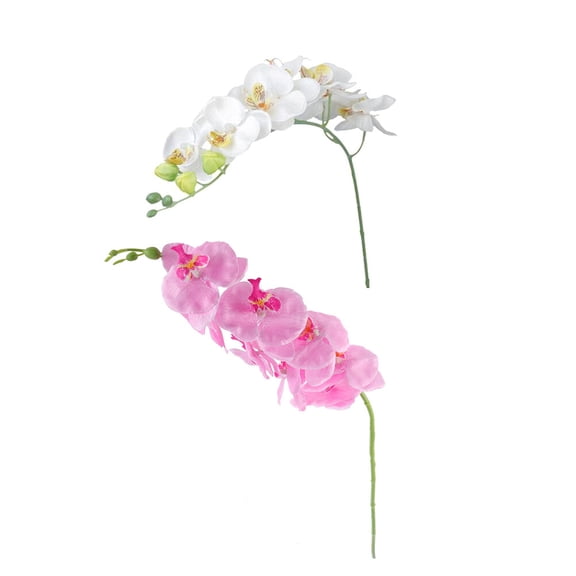 Assorted Color Artificial Orchid Flowers for Wedding Decoration and Home Decor, Plastic, 8 Flowers with Buds
