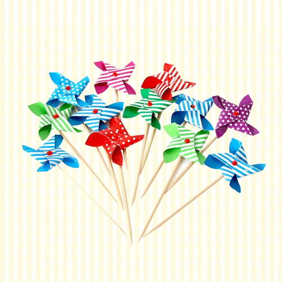 HOMEMAXS Assorted Color Paper Cake Toppers with Mini for Cupcake Decoration 12 Pcs
