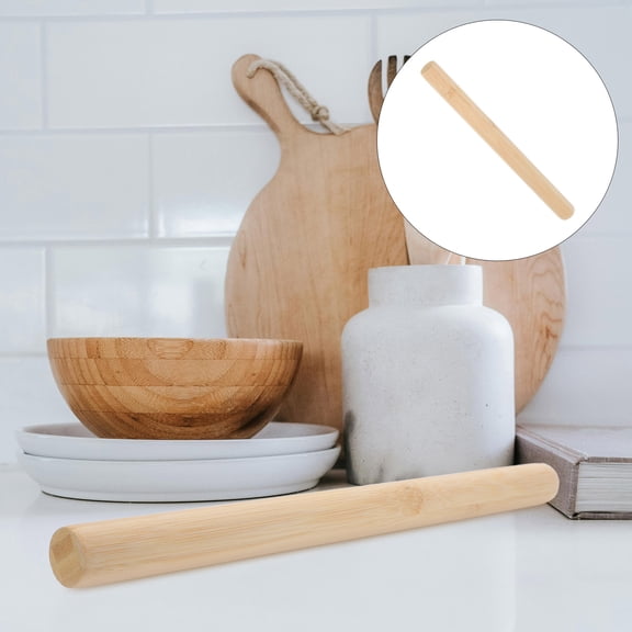 HOMEMAXS Bamboo Rolling Pin for Baking Kitchen Supplies Sturdy and Lightweight Khaki 12.5 inches
