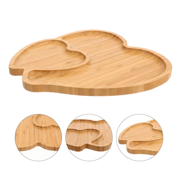 HOMEMAXS Bamboo Serving Tray for Home Beige HeartShaped Decorative Fruit Snack Platter