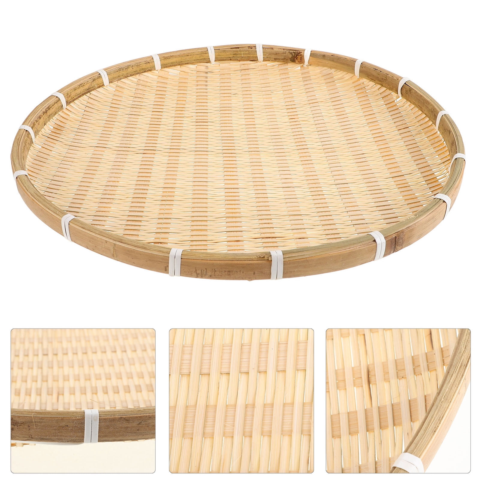 Bamboo Woven Round Tray - 42cm Natural Rattan Basket For Food Storage, Serving, Decoration, Wall Hanging, Home & Restaurant - View #4