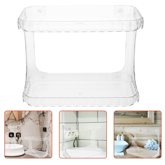 Bathroom Corner Organizer with Dual-Layer Storage for Skincare and Makeup in PET Material