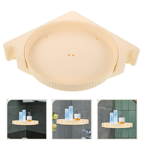 Minkissy Shower Corner Shelf Rotating Storage Shelf Beige 1Pcs