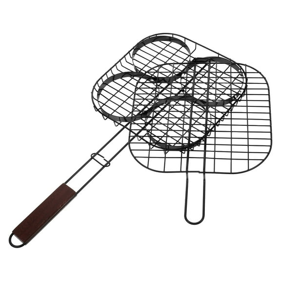 HOMEMAXS Bbq Grill Basket Portable Meatball Grilling Basket Folding Hamburger Broiler With Handle For Fish Meat Steak Shrimp Vegetable Chops Grill Basket Outdoor Grill
