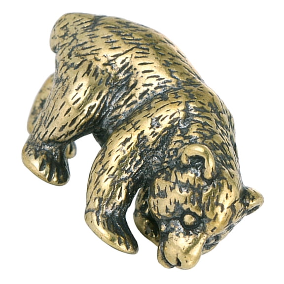 HOMEMAXS Bear Ornament Small Brass Metal Statue Logo Sticker Label Portable Jar Lid Golden
