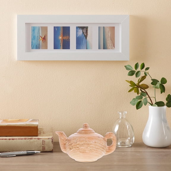 HOMEMAXS Beige Carved Teapot Figurines for Tea Room Decoration with Exquisite Workmanship, Synthetic Material, Mini Statue