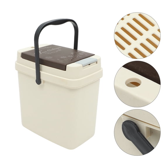 Beige Plastic Trash Can with One Button Open for Home Use Creative Design 1 Gallons